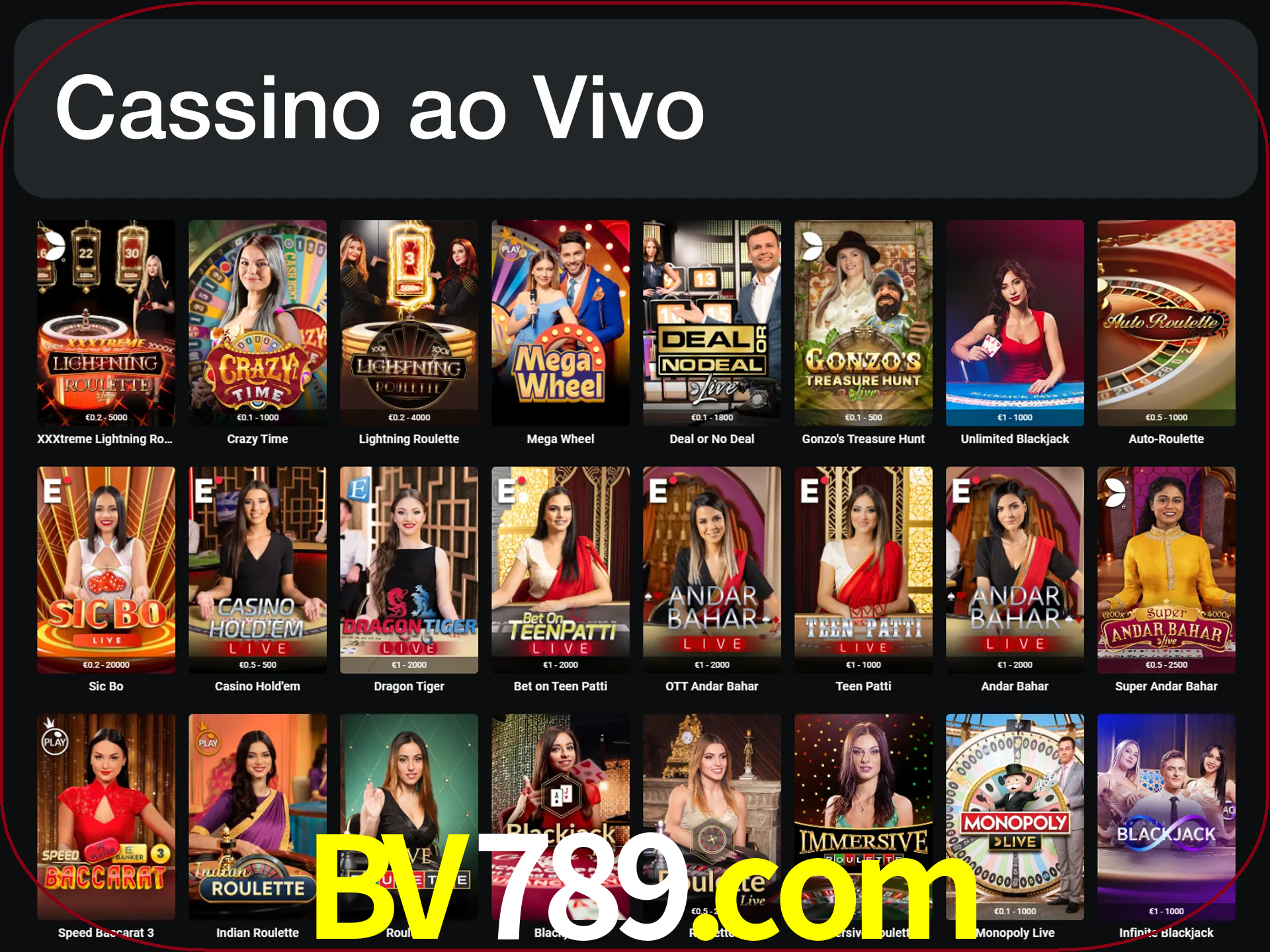 Jogue jogos de cassino com um verdadeiro dealer.