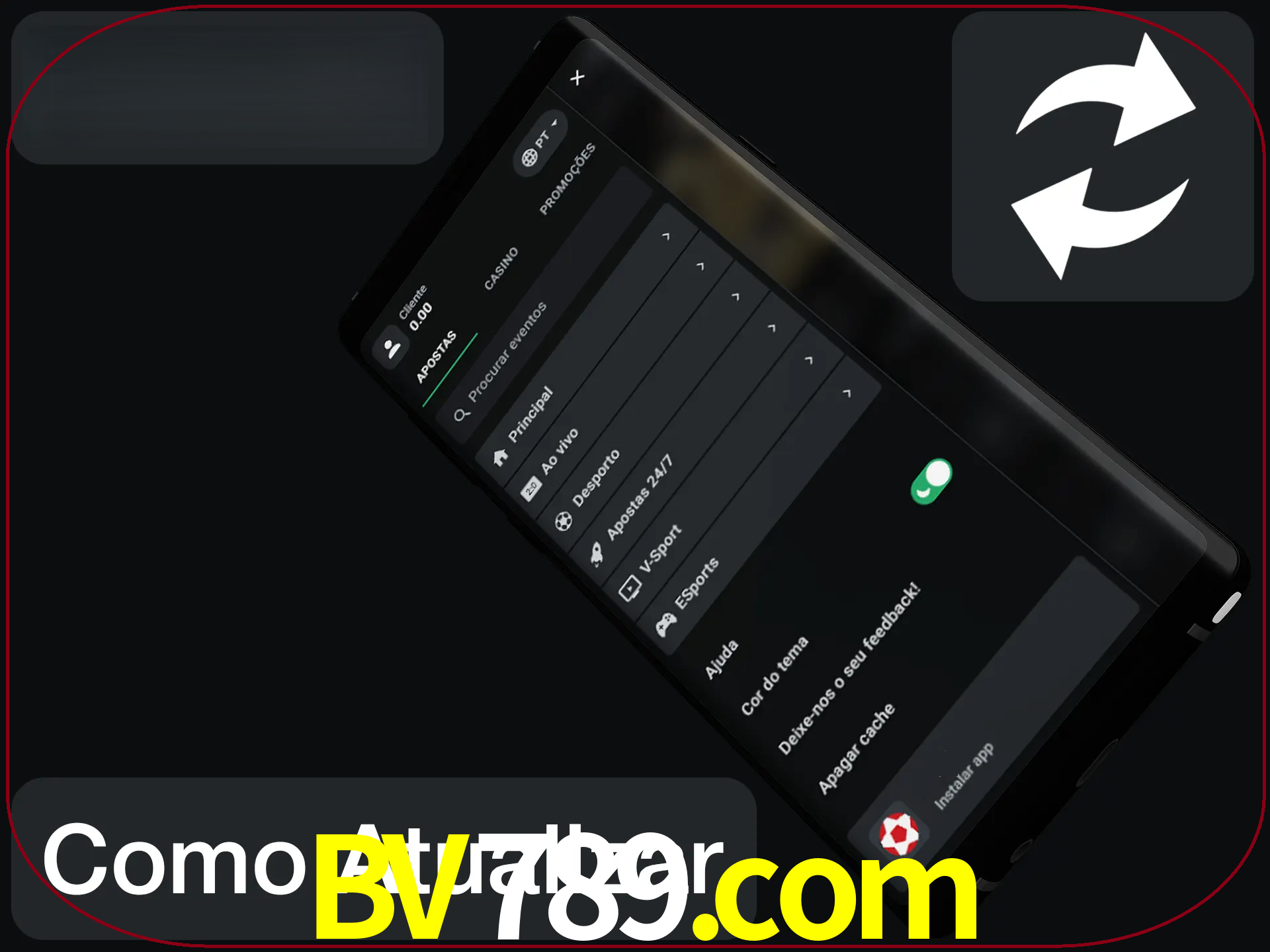 O aplicativo é atualizado automaticamente quando você faz o login.